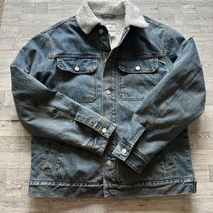 Denim Jean Jacket‎ H&M Borg Sherpa lined Trucker Coat Mens medium NEW